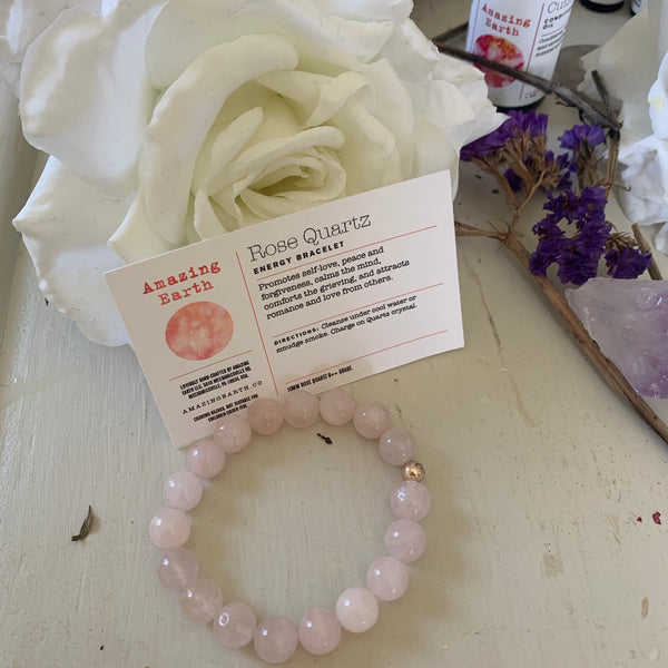 rose quartz energy bracelet to reduce stress and promote self care and love
