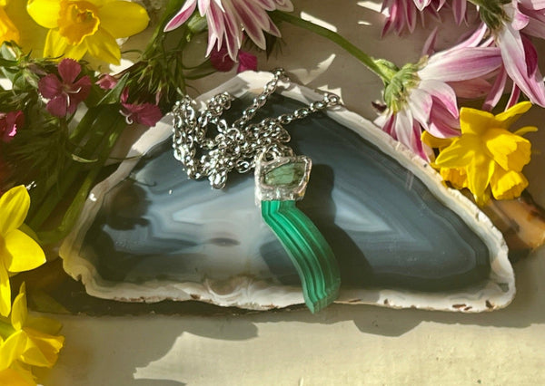 malachite with emerald pendant