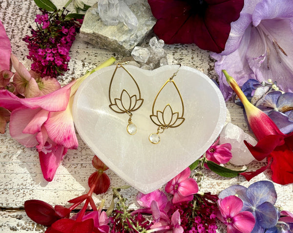 lotus earrings with quartz