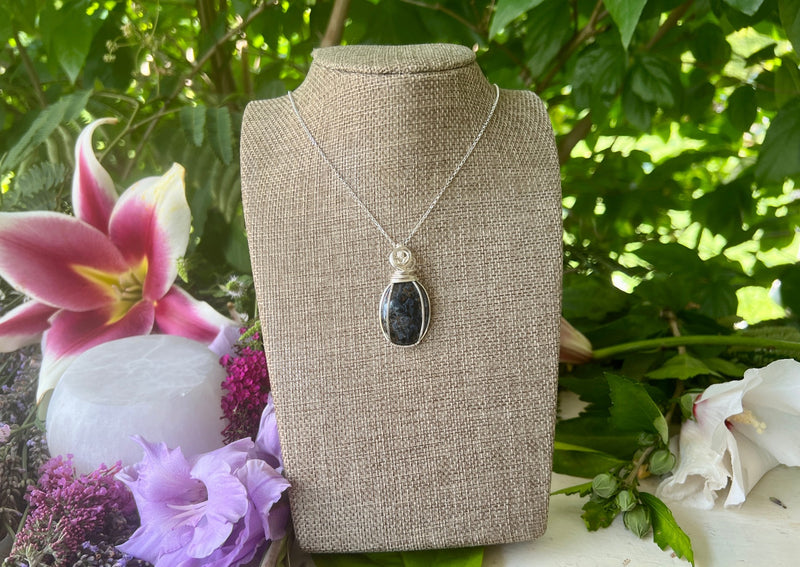 Pietersite Wrapped in Sterling Silver Hanging on Sterling Silver Chain