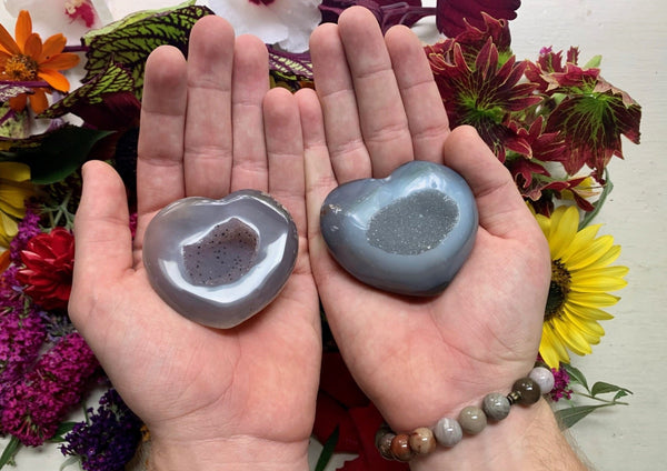 Agate Crystal Heart with Druzy Window