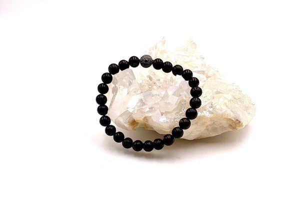 black jet crystal beads on white cluster