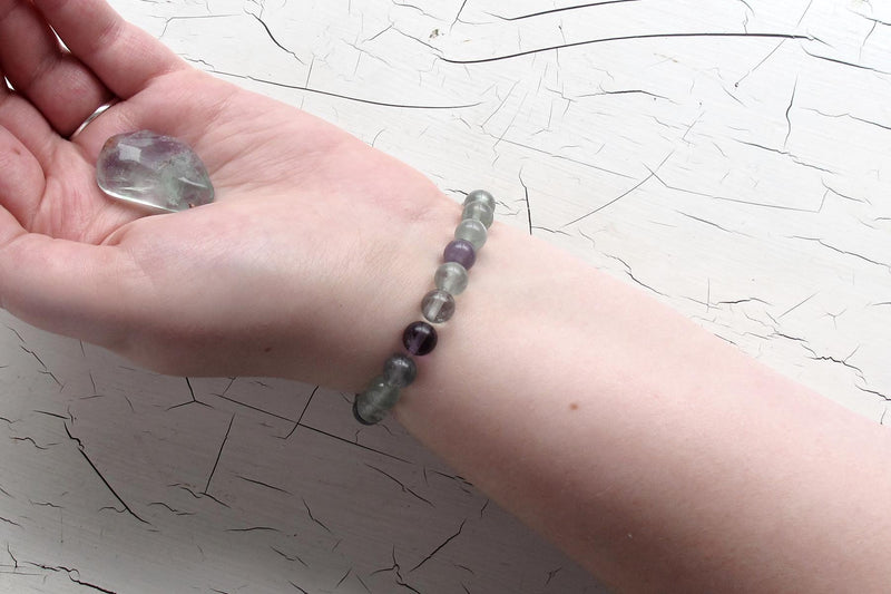 fluorite energy bracelet models arm with crystal 