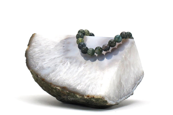 moss agate energy bracelet with crystal 